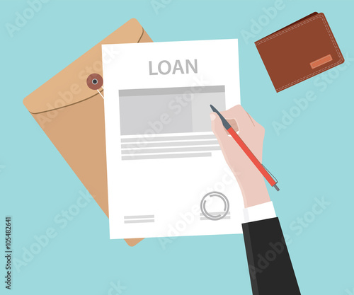 sign a loan application on paper document