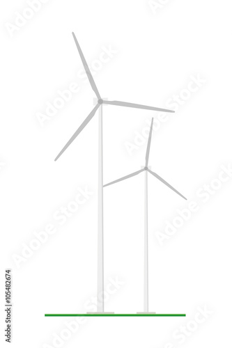 Cute cartoon vector illustration of a eolian energy plant