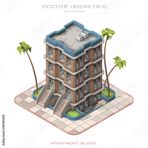 Isometric icon representing multistory building