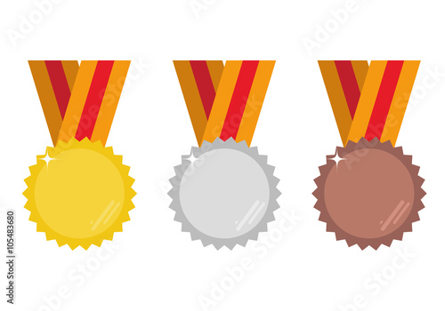 Set of gold, silver and bronze medals vector illustration.