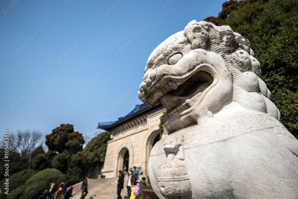 lion statue in Dr.Sun Yat-sen mausoleum(Zhongshan Ling),nangjing