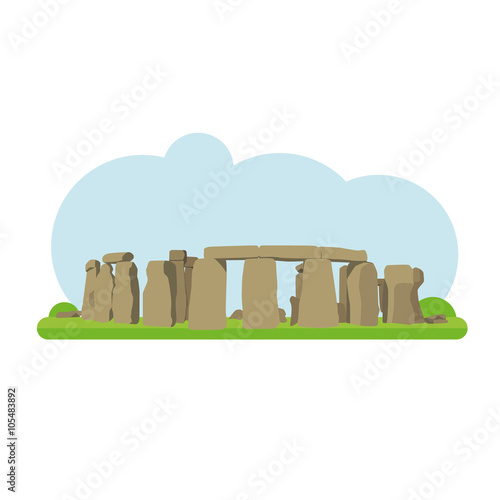 Vector illustration of Stonehenge in flat style and isolated on white background