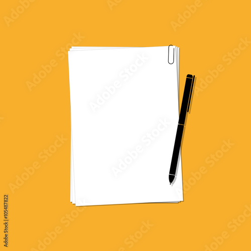 Pen and notes paper with clip