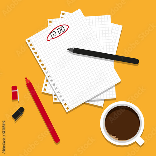 To do list and cup of coffee