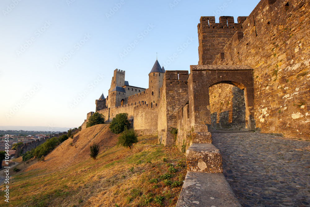 Castle of Carcassonne is a medieval fortified French town in the Region of Languedoc-Roussillon, France.