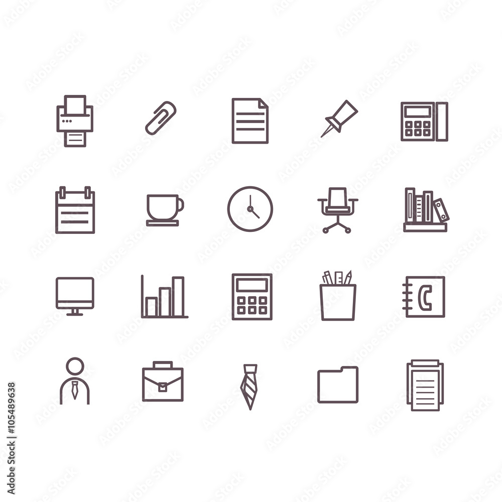 office icon set vector.line icons. office icon set vector.line icons.