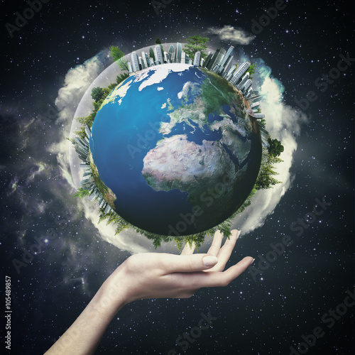 Earth globe against  starry backgrounds, environmental concept