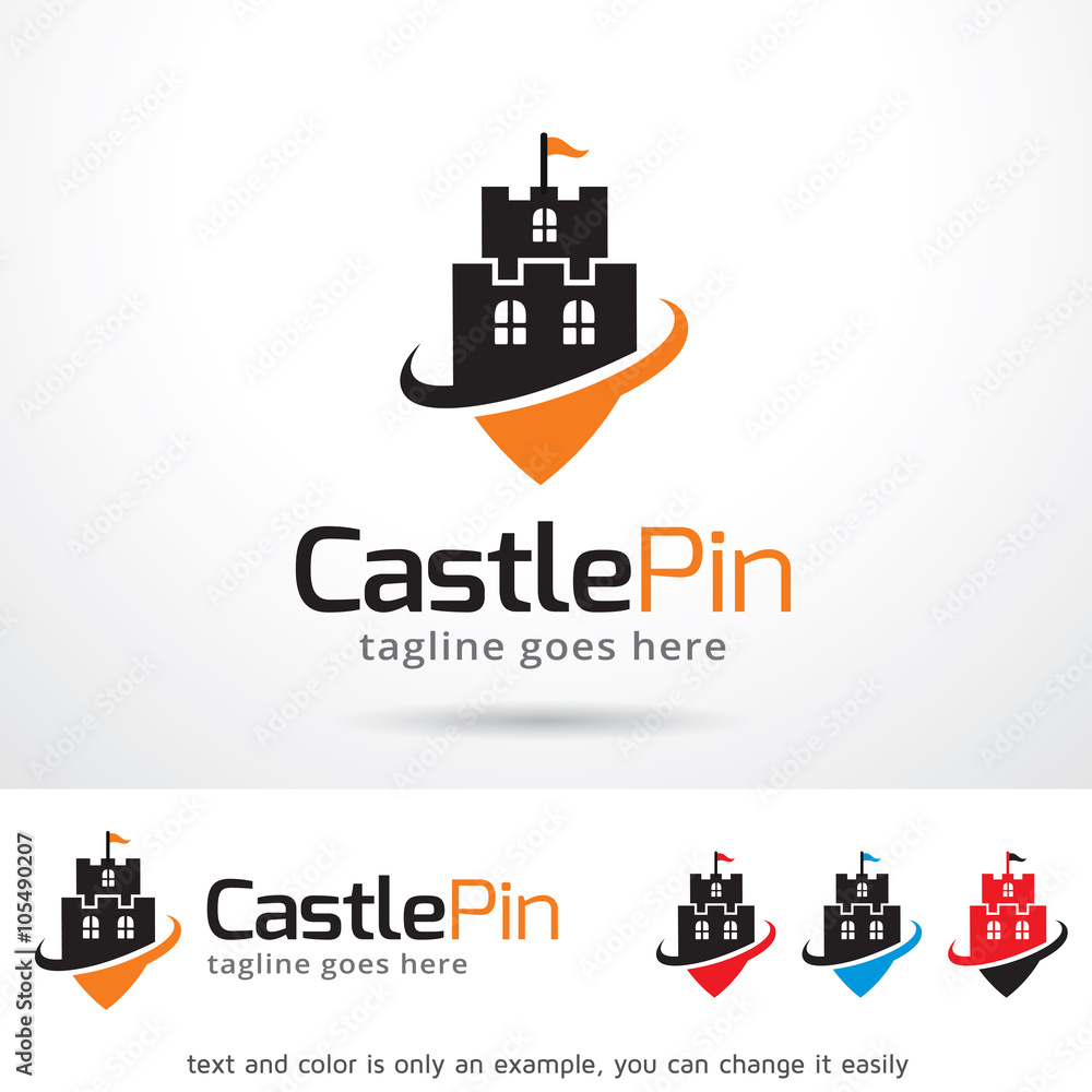 Castle Pin Logo Template Design Vector