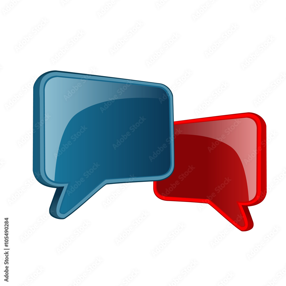 Blue and Red overlapping speech bubbles icons Blue and Red overlapping speech bubbles icons