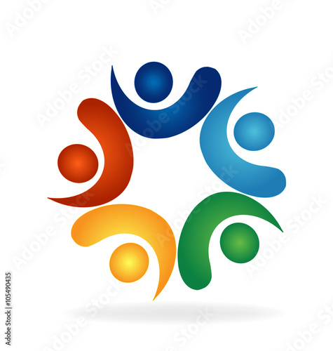 Logo teamwork friendship people around logo vector