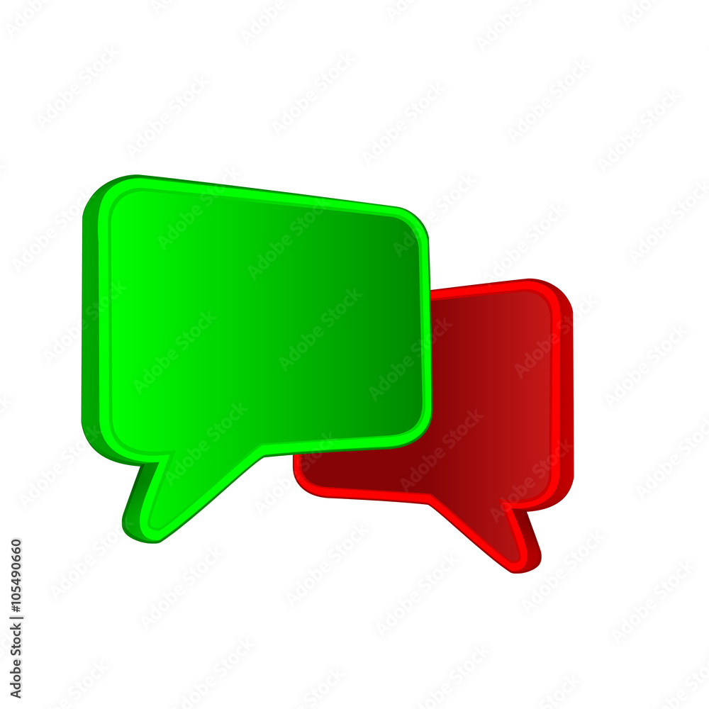 Green and Red overlapping speech bubbles icons Green and Red overlapping speech bubbles icons