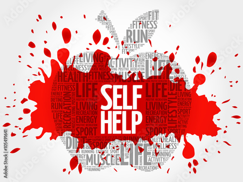 Self Help apple word cloud, health concept