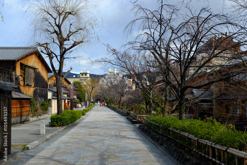 京都-祇園の石畳の路地