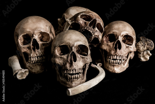Human skull and bones, genocides concept