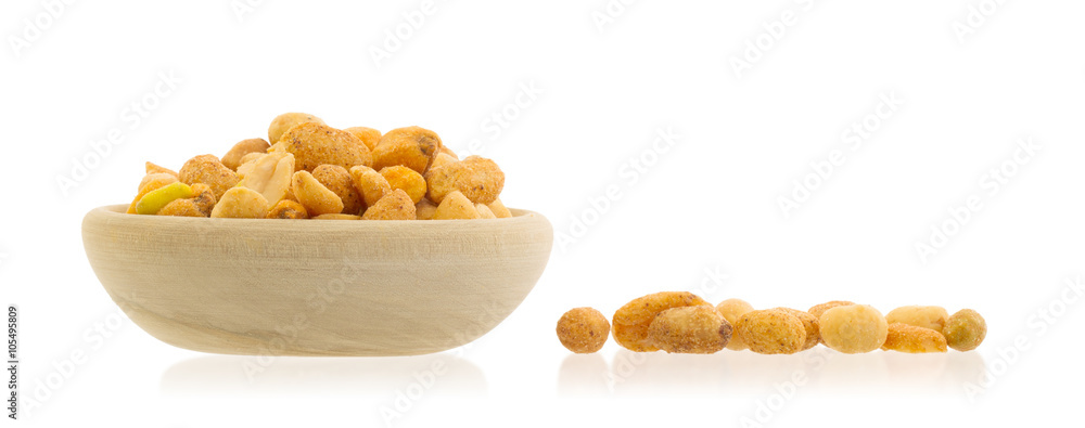 Fresh mixed salted nuts in a bowl, peanut mix Fresh mixed salted nuts in a bowl, peanut mix