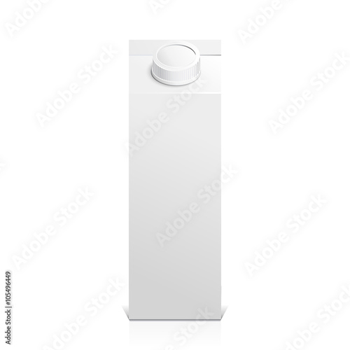 Juice and milk blank white carton boxes  3d. Isolated object. Vector illustration. Mock-up packages