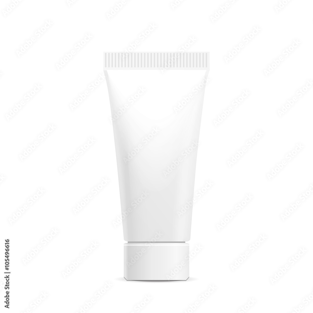 Make up. Tube of cream or gel white plastic product. Container, product and packaging. White background. Make up. Tube of cream or gel white plastic product. Container, product and packaging. White background.