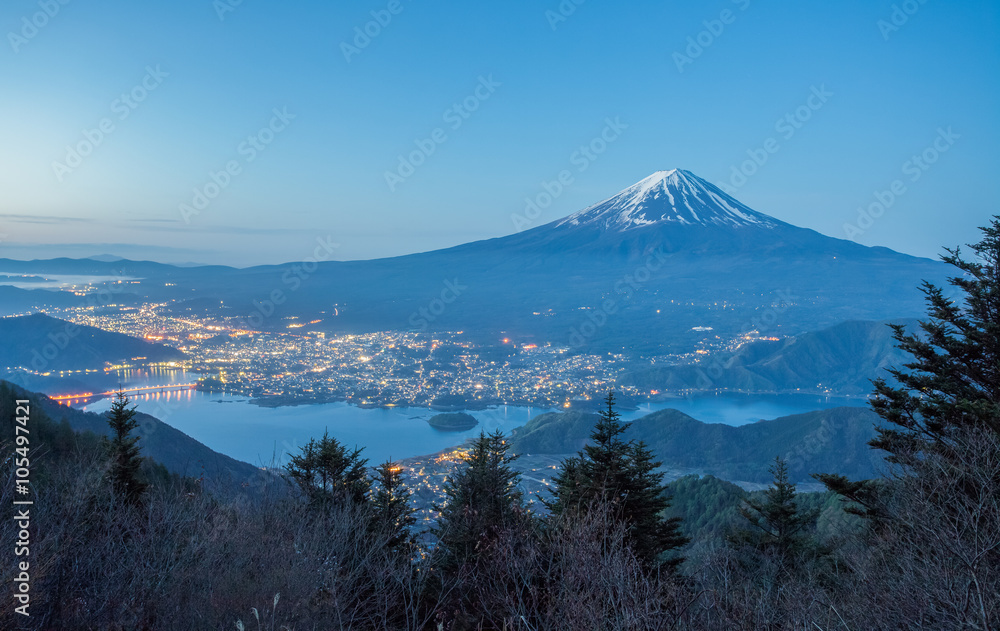 Beautiful Mountain fuji and Kawaguchi lake in early morning