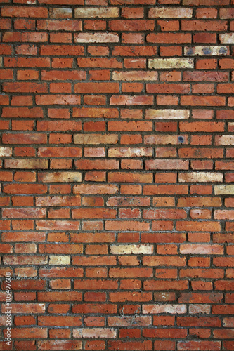 Red brick wall，closeup
