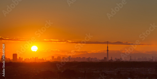 Sunset landscape and Tokyo city view