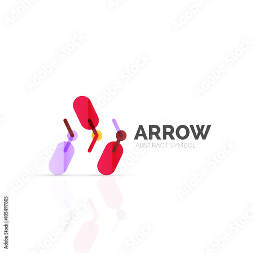 Linear arrow abstract logo, connected multicolored segments of lines in directional pointer figure © antishock