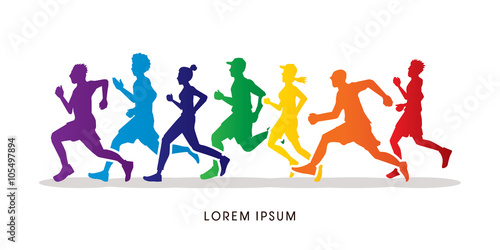 Running   Marathon designed using colorful colors graphic vector.  