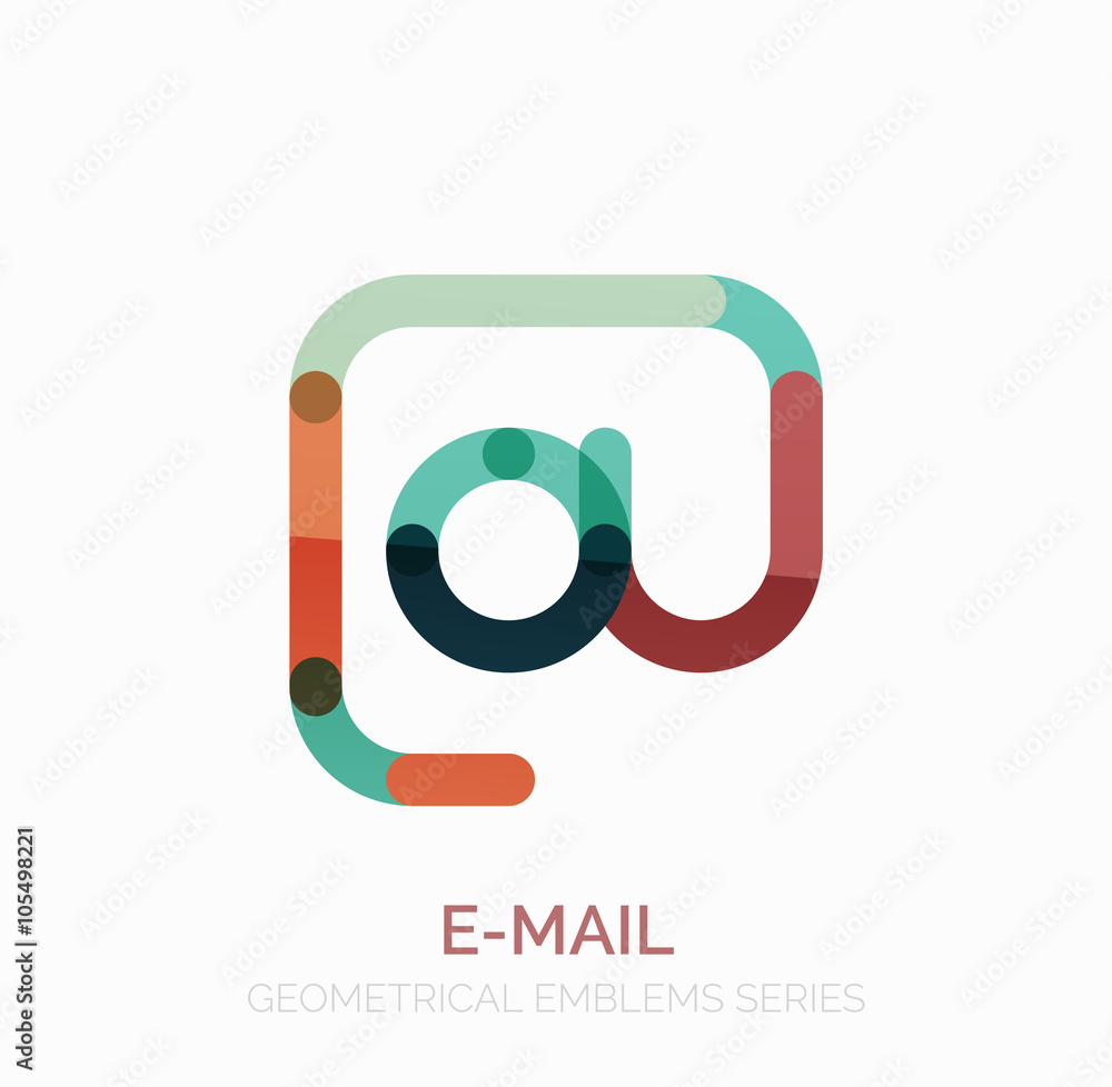 Vector email business symbol, or at sign logo. Linear minimalistic flat icon design Vector email business symbol, or at sign logo. Linear minimalistic flat icon design