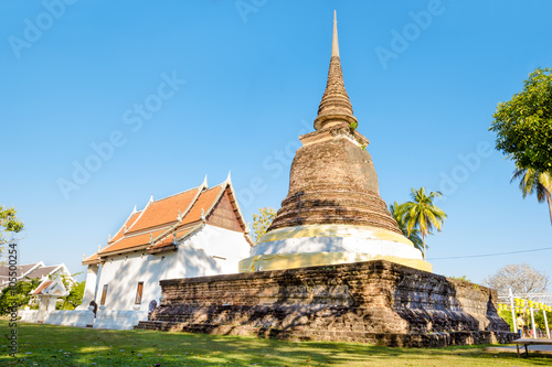 ancient pagoda of traphangthong temple in Sukhothai  Thailand