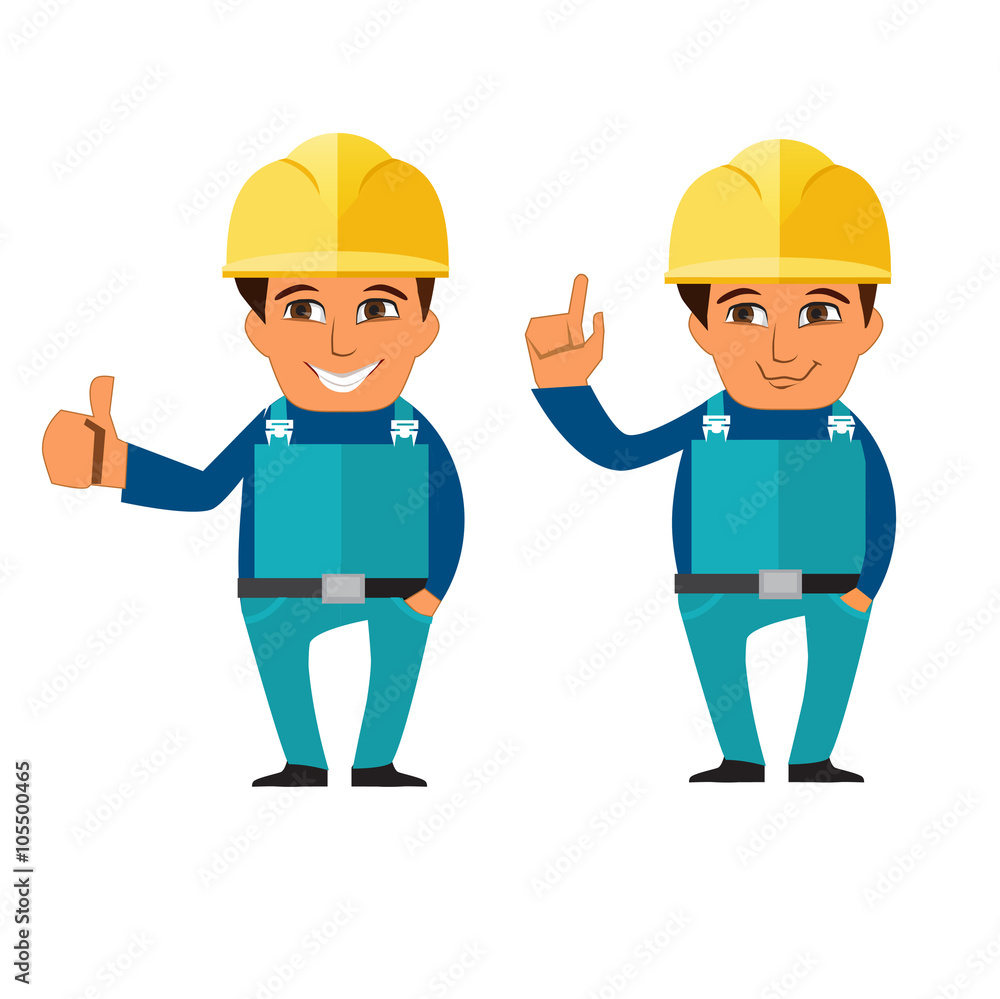 Worker character in different poses Worker character in different poses