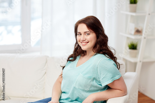 happy young plus size woman at home Free Download happy young plus size woman at home - GFXLoad