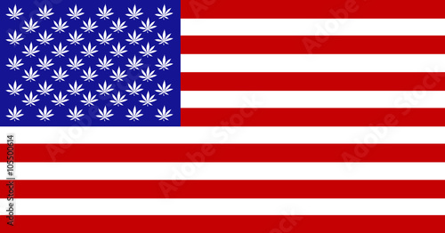 Usa flag with cannabis leafs