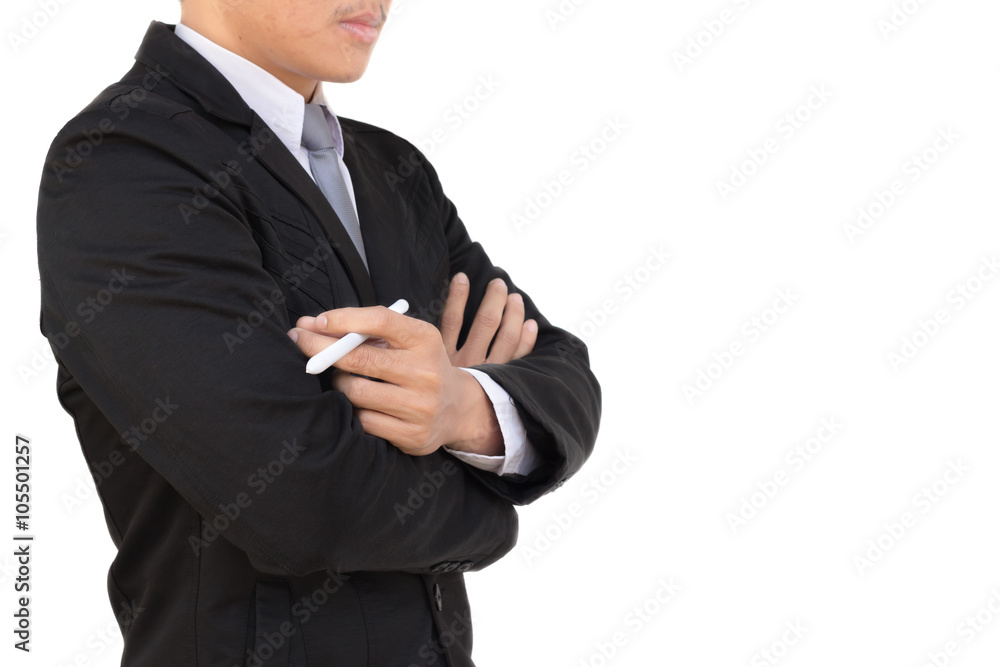 Business man writing with marker isolated on white background Business man writing with marker isolated on white background