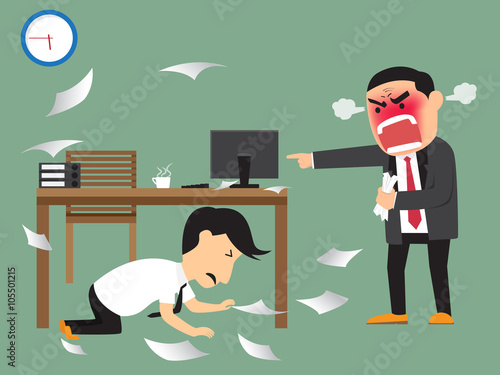 Angry boss shooting his employee on deadline, employee dodge und