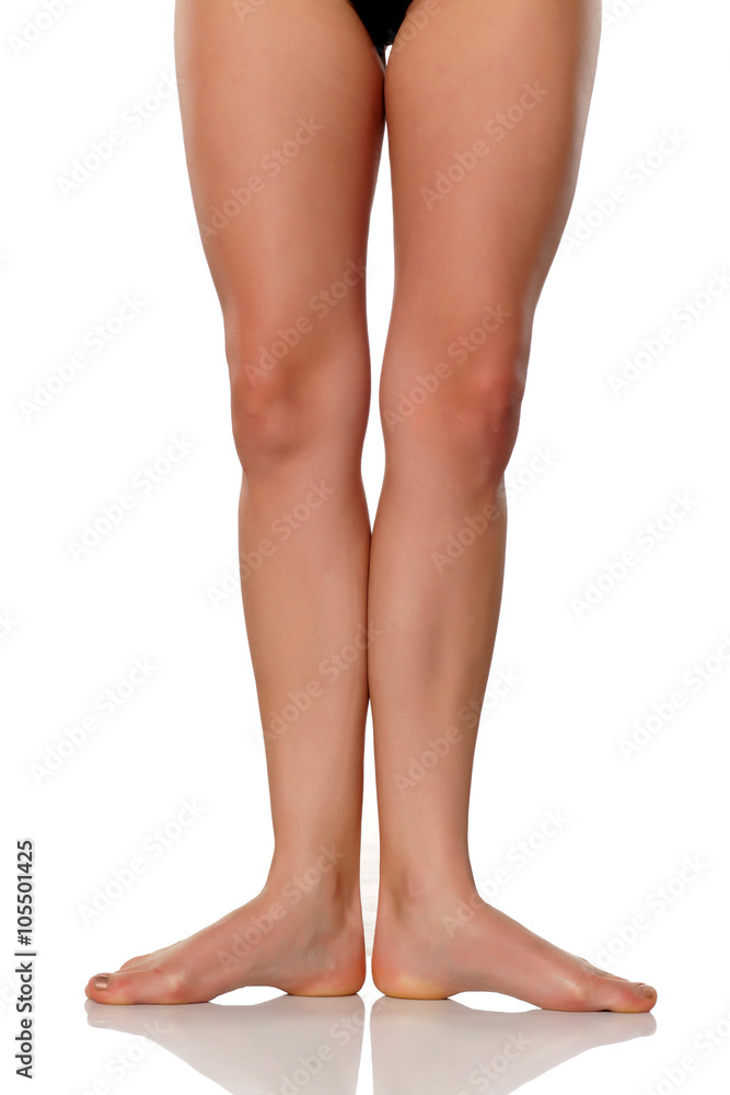 front view of beautiful women legs on white background Stock Photo