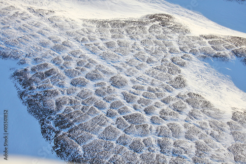 Tundra landscape in winter, aerial view photo