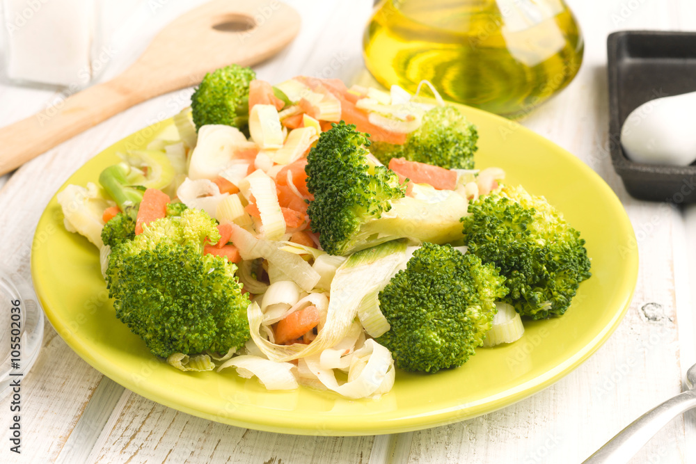 steamed vegetables in modern plate steamed vegetables in modern plate