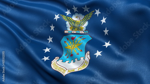 4K United States of America Air Force flag waving in the wind. Seamless loop with highly detailed texture.