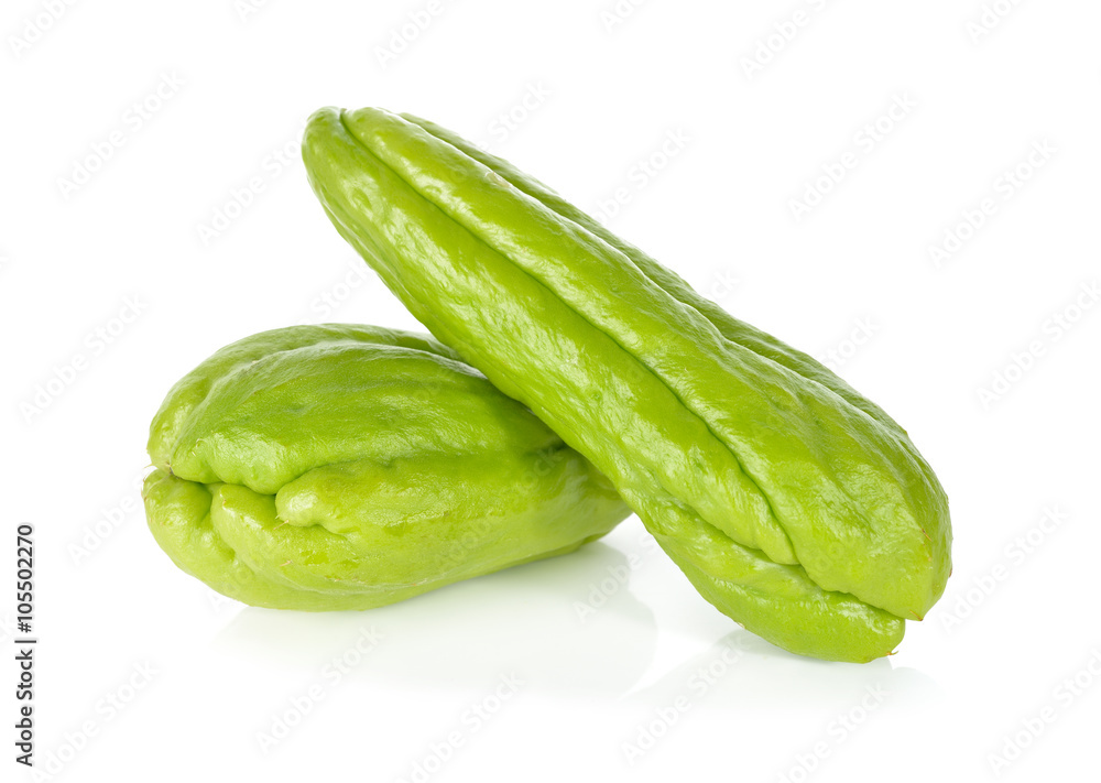 whole fresh chayote on white background whole fresh chayote on white background
