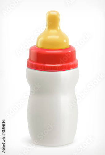 Bottles with pacifier, vector icon