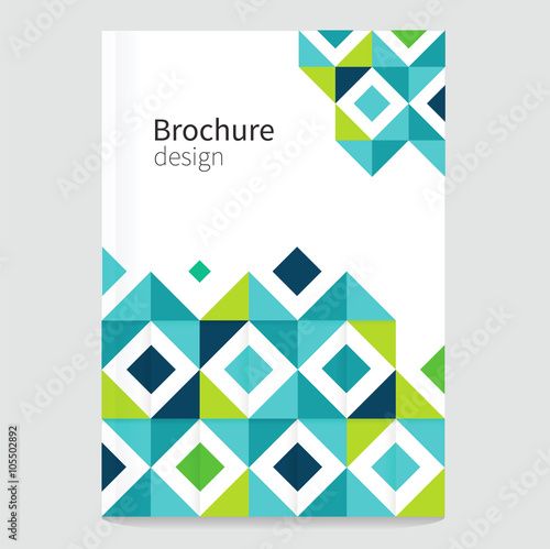 Brochure, leaflet, flyer, cover template. Modern Geometric Abstract background blue & green squares. minimalistic design creative concept