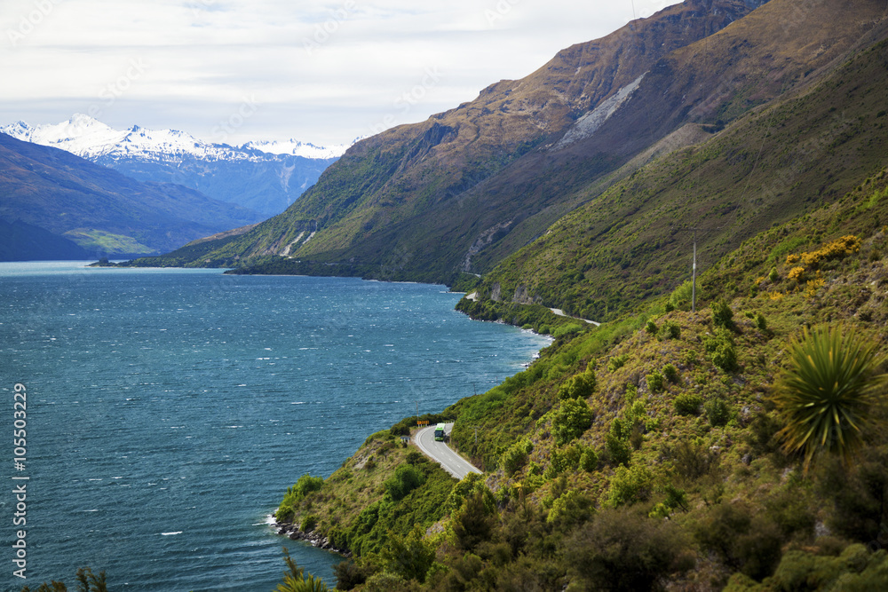Winding scenic road on New Zealand's South Island