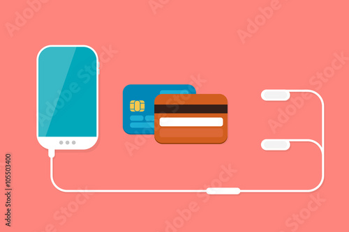 Mobile Payment: Flat lay vector illustration
