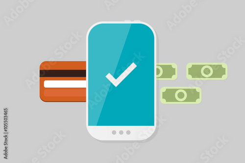Mobile Payment: Flat lay vector illustration