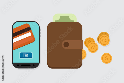 Mobile Payment: Flat lay vector illustration
