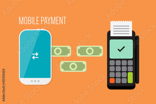 Mobile Payment: Flat lay vector illustration