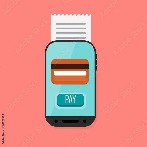 Mobile Payment: Flat lay vector illustration