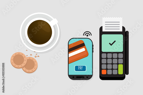 Mobile Payment: Flat lay vector illustration