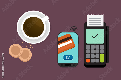Mobile Payment: Flat lay vector illustration