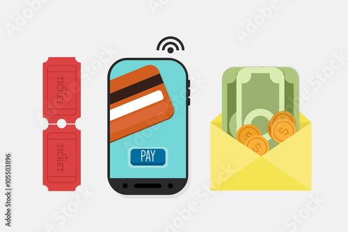 Mobile Payment: Flat lay vector illustration