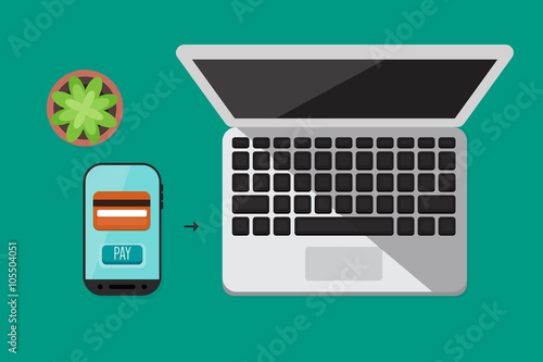 Mobile Payment: Flat lay vector illustration